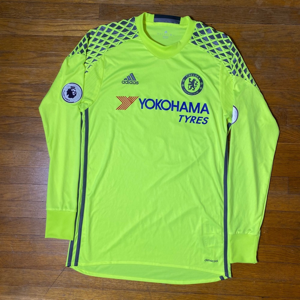 Adidas Chelsea FC 2016-17 Courtois #13 Goalkeeper Jersey‎ Neon Mens Small